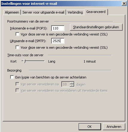 Instellen met Microsoft Outlook 2003 (2/3) 5 In het verschenen venster Instellingen voor Internet- kunt u uw account aanvullen. Indien gewenst geeft u een andere beschrijving aan uw account.