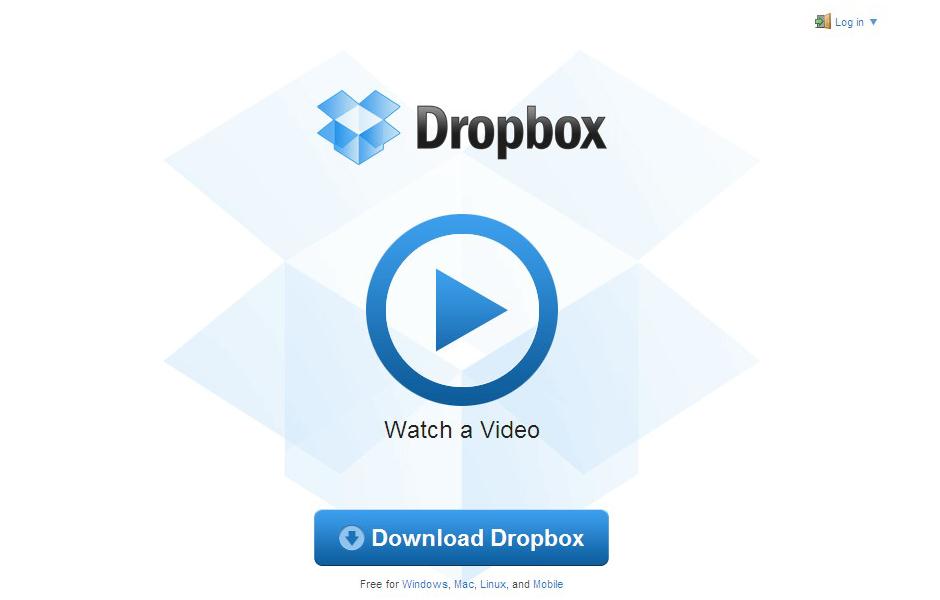 dropbox.com/ Klik vervolgens rechtsboven in het scherm op Log in.