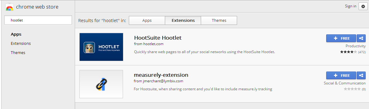 18 Hootlet - Chrome extention Er is ook een Chrome extentie, genaamd Hootlet.