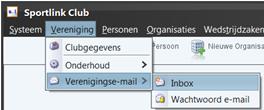 1.3 Opstarten module Verenigingse-mail De Verenigingse-mail module is de e-mailbox in Sportlink Club.