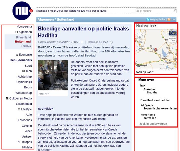 Voorbeeld: Automatische geo taxonomie Nieuwsartikel gaat over Haditha in