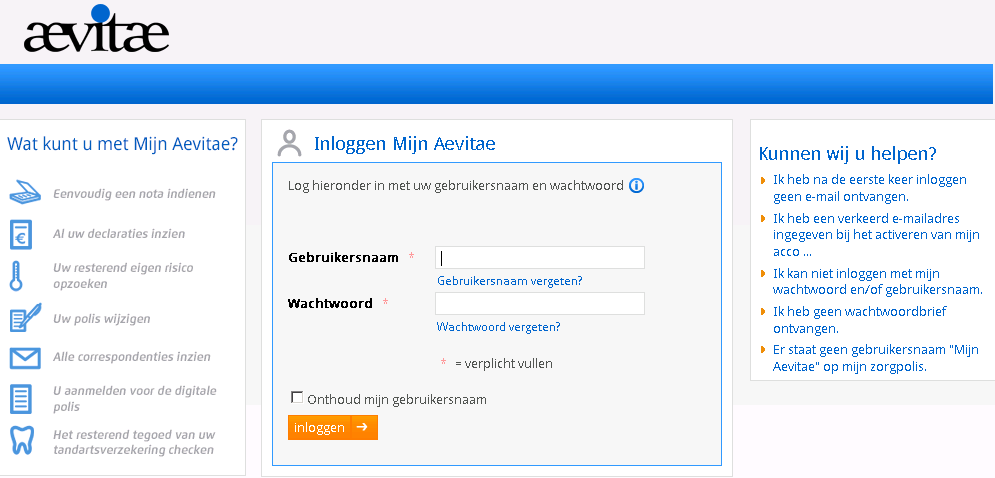Service: Mijn Aevitae Alle belangrijke informatie