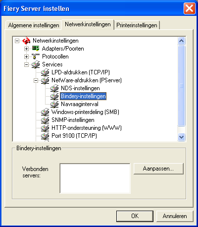 DE FIERY Q5000 INSTELLEN VANAF EEN NETWERKCOMPUTER 32 6 Klik op OK.