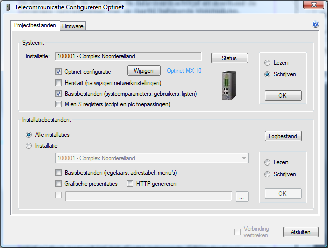 Handleiding OtcNet Bedienen Telecommunicatie Configureren Optinet Dit programma is alleen toegankelijk voor een gebruiker met supervisorrechten en wordt gebruikt om een Optinet te configureren.