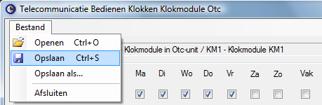 Telecommunicatie Bedienen Klokken Opslaan Alle klokgegevens kunnen op de vatse schijf van de computer worden opgeslagen, waardor de gegevens weer te gebruiken zijn om andere klokmodules te laden.