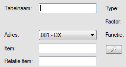 Bestand Installaties Adrestabel Itemlijst Als na het toevoegen of wijzigen op de knop Zoeken in de itemlijst wordt geklikt, kan eenvoudig een item of een selectie van items worden toegevoegd.