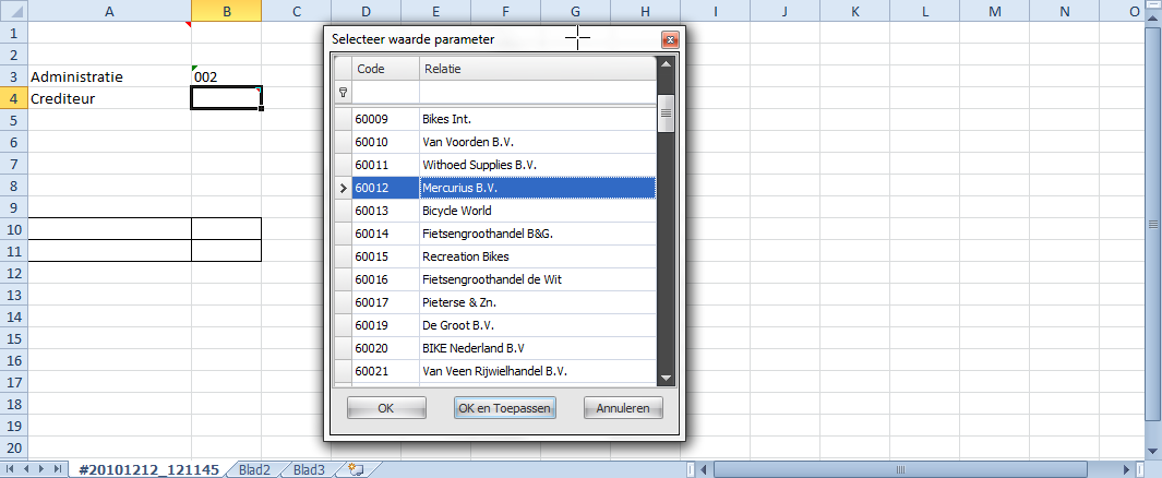Parameters werken net zoals de Union zodra u enige SQL kennis heeft opgedaan kunt u iedere dynische rapport gaan maken in Excel.