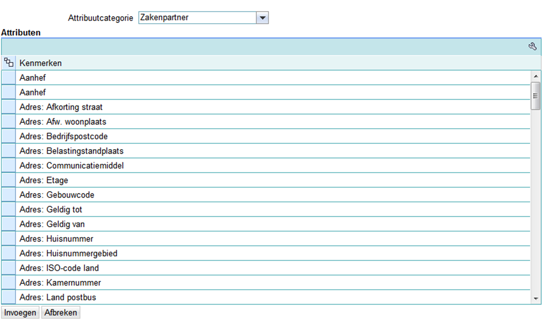 Attributen invoegen 15. Klik op Attribuutcategorie combo-vak. 16.