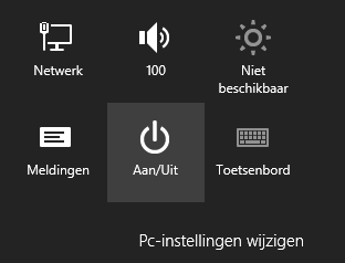 3. Via de charms bar : De charms bar kan je activeren door de muis in de rechterboven- of onderhoek te plaatsen en even te