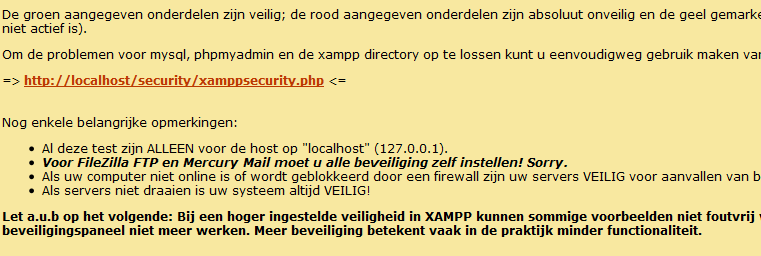 4.2 De veiligheid testen van de modules Vanuit de browser kun je nagaan hoe veilig je web serve is ingesteld.