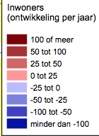 Dichtheid en ontwikkeling inwoners Inwoners/km2, 2010 Ontwikkeling inwoners/km2, 2004-2010 De kaartbeelden tonen dat de dichtheid van inwoners in beide steden een enigszins vergelijkbaar patroon kent.