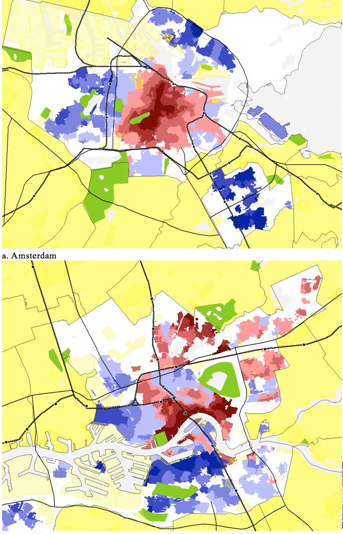 Een significante rent gap kan zich voordoen als locaties en stedelijke zones grootschalig functioneel kunnen transformeren van een marktzwakke functie naar een sterkere functie.