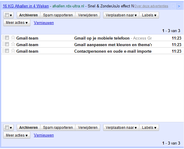 Gmail doorgeven aan je vrienden: De inhoud van de actieve mailbox