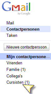 Een nieuwe groep contactpersonen maken Voeg je medecursisten toe aan je contactpersonen. Maak dan een nieuwe groep.