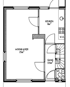 Levensloopbestendige Woningen: Ontwerpanalyse Variant 1: Mogelijk Drempels kunnen worden verwijderd Traplift kan worden geplaatst Verkeersruimtes zijn minstens 900 mm Functieverandering is mogelijk