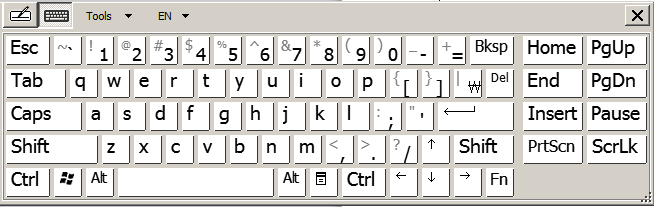 Keyboard input panel Opmerking: Om een handschrift goed te kunnen herkennen is het noodzakelijk om een multinationaal talen pakket van tevoren te installeren.