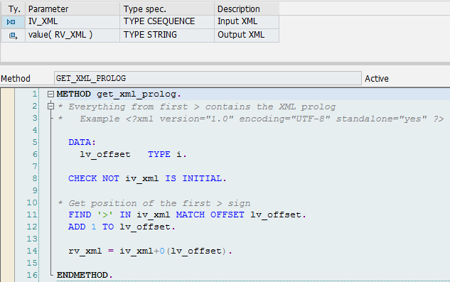 Methode GET_XML_PROLOG De originele proloog wordt door gegeven zodat het kan worden toegevoegd.