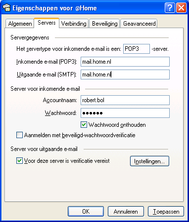 Instellen e-mail voor ONSBRABANTNET In het volgende document geef ik aan hoe je Outlook Express (of een ander e-mail systeem op soortgelijke wijze) instelt om te bereiken: 1.