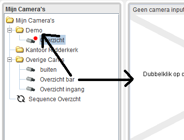 Cameralijst: In de Camera lijst kunnen de eerder in het Instellingen scherm toegevoegde camera s en locaties beheerd worden.