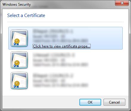 Selecteer het juiste VECOZO certificaat en klik op Ok Het kan zijn dat er meerdere certificaten op uw computer