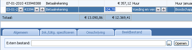 Beeldbestand toevoegen 1. Selecteer de transactie 2. Klik op [Beeldbestand] 3. Klik op [ ] 4. Selecteer bestand 5. Klik op [Openen] 6. Om het bestand te tonen, klik op [Openen] 5.