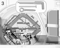 266 Verzorging van de auto Variant 1b: 3-deurs en 5-deurs hatchback met uitklapbare wielsleutel Variant 2: Sports Tourer Variant 3: 4-deurs notchback Zelfde inhoud als variant 1a maar met een