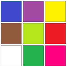 De tweede test: de kleurentest; natekenen De proefpersoon krijgt negen verschillende vierkante kaartjes met ieder een andere kleur voor zich op tafel gelegd.