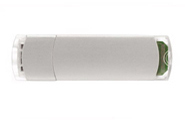 Megabyte MO1005 3.35 USB Flash Drive in rechthoekige metalen behuizing. Groot drukoppervlakte met gekleurde plastic details om perfect te matchen met uw logo. Blauw LED licht als gebruiksindicator.