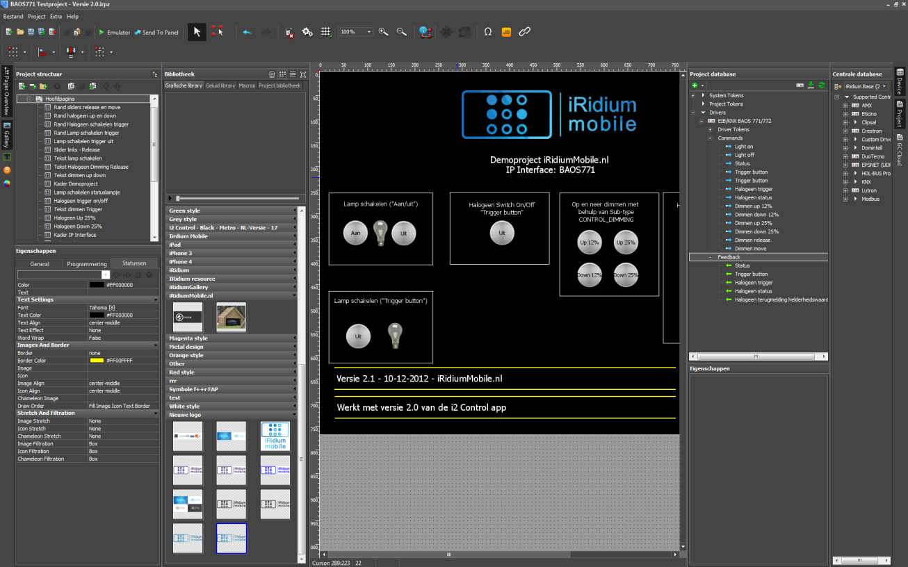 1.1.1 GUI Editor Met de GUI (Graphical User Interface) Editor creëert u een grafische interface naar eigen inzicht met animaties, visuele effecten, geluidseffecten etc.