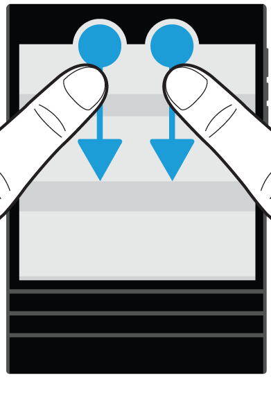Instellen en basisbeginselen Opmerking: Vanuit een app vindt u de toestelinstellingen door met twee vingers vanaf de bovenzijde van het scherm naar beneden te vegen.