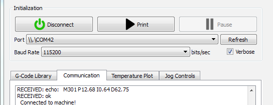 STAP 3: In het apparaat-controlepaneel kunt u zien welke COM-poort automatisch is geselecteerd. Verifieer dat de baudrate is afgesteld op 115200. Klik op de Connect -knop.