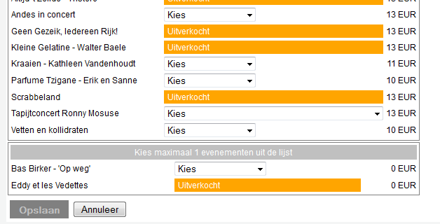 Biedt een evenementenpakket aan met speciale pakketprijzen Bepaal het minimum en/of maximum aantal evenementen waarvoor je bezoekers kunnen kiezen.