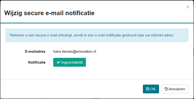5.3 Notificatie In elke notificatie staat een link naar ZorgMail Secure e-mail zodat u gelijk kunt inloggen om het e-mail bericht te lezen.
