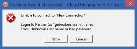 Vul nu de Connection name, Partner, Username en Password in en klik hierna op Save om de instellingen op te slaan of op Save and Connect om op te slaan en meteen te verbinden.