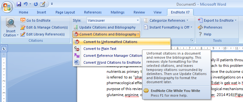 8 Referentielijst vanuit EndNote maken 8.1 Direct printen - Selecteer de te printen referenties. - Zorg dat de gewenste Output Style is geselecteerd in het pull-down menu linksboven (zie afbeelding).