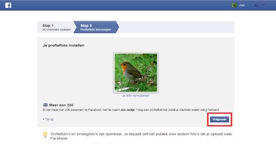 De profielfoto is toegevoegd. Klik vervolgens op Volgende. Je krijgt volgende pagina te zien.