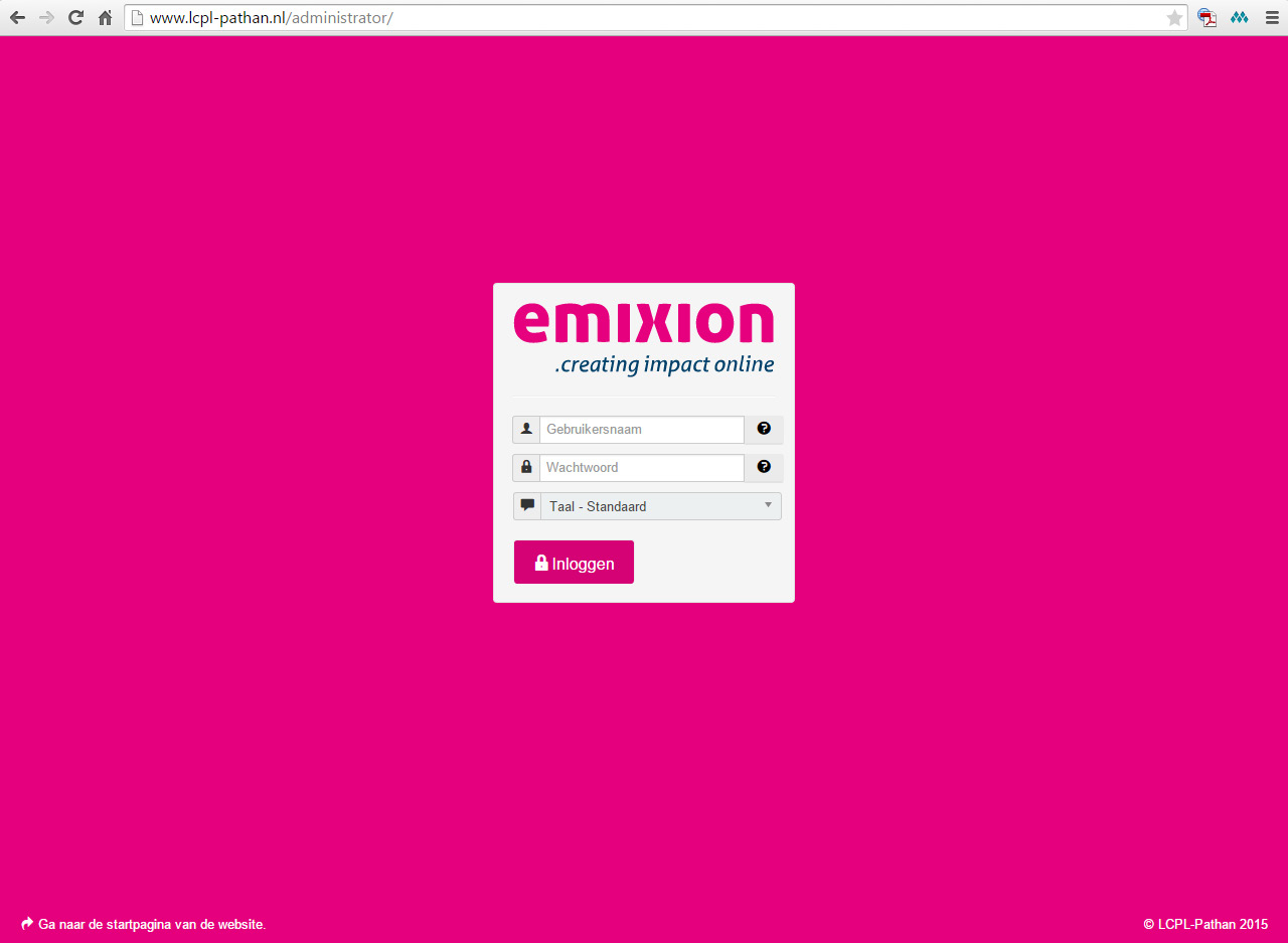 Inloggen bij de beheeromgeving De websites van Emixion beschikken over een beheeromgeving waarin