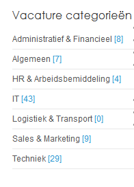 Job Category Hook of Facet hook Lijst met de vacaturecategorieën of matchcriteria (facets) in het systeem. 3.2.