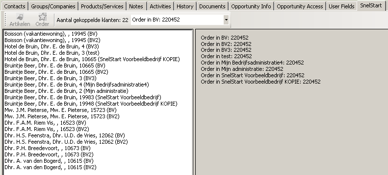 Importeren Om alle gegevens uit SnelStart naar ACT! te importeren selecteert u eerst de administratie. Daarna klikt u op Import Klanten, Import Leveranciers of Import Produkt.