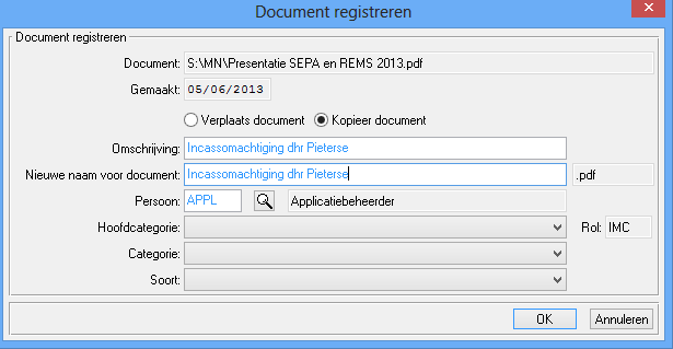 Pagina 7 van 12 3.4. Registreren bestaande machtigingen in REMS Met behulp van de module REMS correspondentie kunt u een machtigingsformulier opstellen.