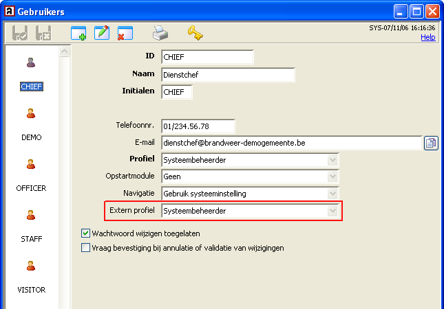 2 Systeeminstellingen in AbiFire5 Om rapporten te kunnen aanmaken via een extern programma dient u via de module Systeem eerst een extern profiel aan te maken en dit te koppelen aan de gebruiker.