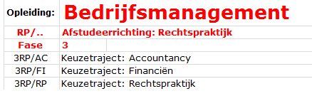 3RP + Keuzetraject 1ECHO 1516-19 1, Criminologie MBM58A-Criminologie 3RP/R 1ECHO 1516-42 1,5 Wetgevingsbundel fiscaal recht 2 en practicum MBM22B-Fiscaal recht 2 en practicum, MMW44X-Fiscaal recht 2