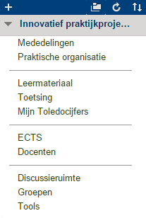 Een cursus heeft bijna altijd dezelfde structuur: links vind je het menu van de cursus en rechts de inhoud van het geopende menu-item.