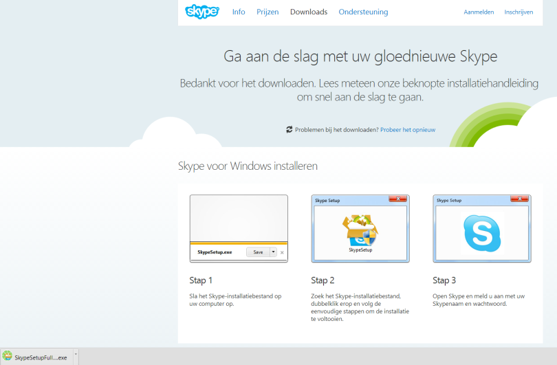 We geven even een voorbeeld voor Windows 8. - Kies de Windows-bureaubladdownload. - Klik daarna op daarna op de volgende knop. De download start automatisch.