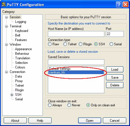 Verbinding maken met de studio via Putty. 12.5 Verbinding maken met de studio via Putty.
