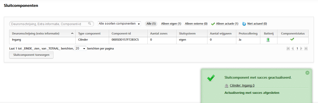 sluiten. Wanneer de procedure is afgesloten, krijgt u een bevestiging. Afbeelding :216 Codeerstation Firmware-update geslaagd De firmware-update is hiermee afgesloten.