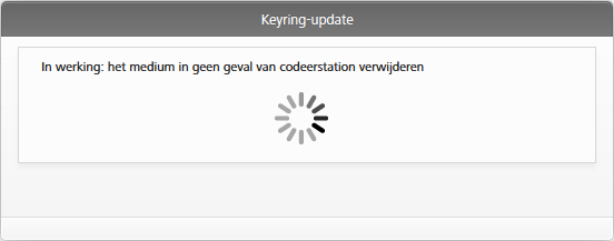 Afbeelding :222 Codeerstation Keyring-update beschikbaar Wanneer voor de sluitcomponent een Keyring-update moet worden uitgevoerd, wordt dit gemeld.