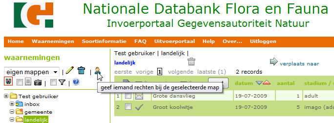 Rechten op mappen toekennen U kunt per map rechten toekennen aan andere gebruikers.