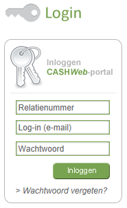 2. OPSTARTEN VAN HET PROGRAMMA CashLonen 2.1 Inloggen Via www.cashweb.nl benadert u de beveiligde CASHWeb omgeving: uw CASHWeb Portal. Of ga naar www.cash.nl. Aan de rechterkant van de homepage staat een invulformuliertje 'Inloggen CASHWeb-portal'.