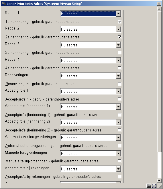 Voor elke taak kan de bibliotheek selecteren welk lenersadres gebruikt moet worden voor correspondentie.